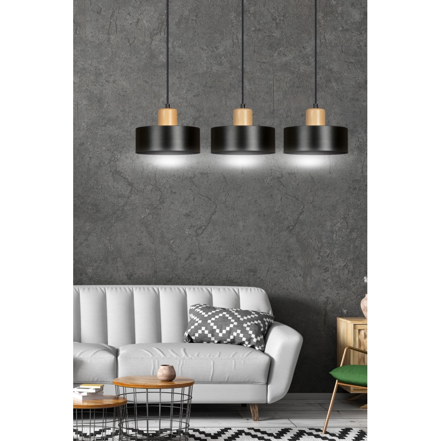 Luster na lanku TORIN 3xE27/15W/230V čierna