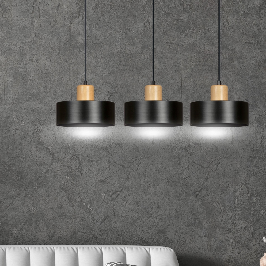 Luster na lanku TORIN 3xE27/15W/230V čierna
