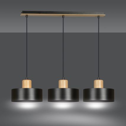 Luster na lanku TORIN 3xE27/15W/230V čierna