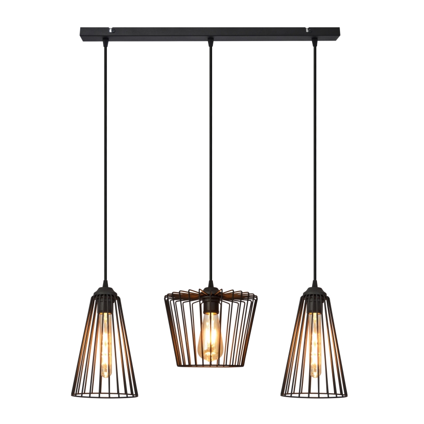 Luster na lanku TORRI 3xE27/15W/230V čierna