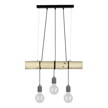 Luster na lanku TRABO 3xE27/60W/230V borovica