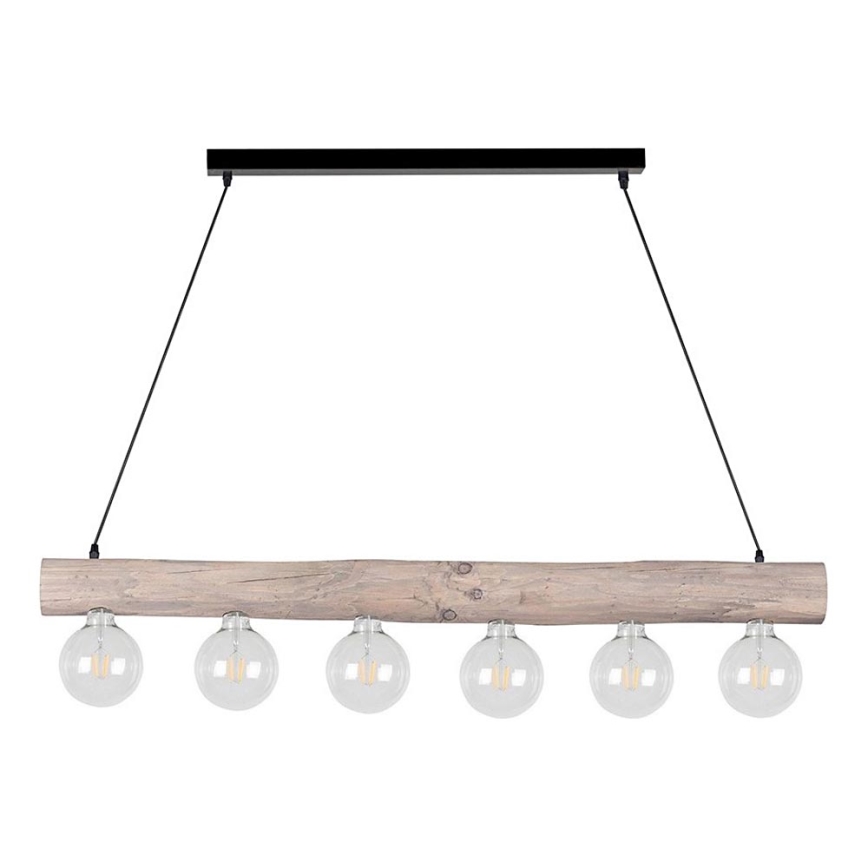 Luster na lanku TRABO 6xE27/60W/230V borovica