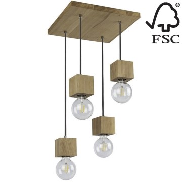 Luster na lanku TRONGO 4xE27/60W/230V dub – FSC certifikované