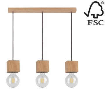 Luster na lanku TRONGO ROUND 3xE27/60W/230V dub – FSC certifikované