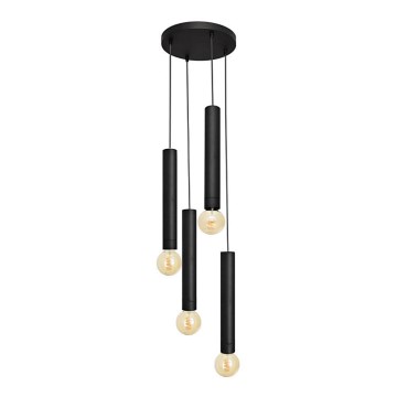 Luster na lanku TUBA 4xE27/15W/230V čierna