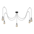 Luster na lanku TUBE 5xE27/15W/230V pavúk čierna/lesklý chróm