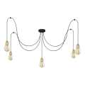 Luster na lanku TUBE 5xE27/15W/230V pavúk čierna/zlatá