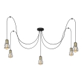 Luster na lanku TUBE 5xE27/15W/230V pavúk čierna/zlatá
