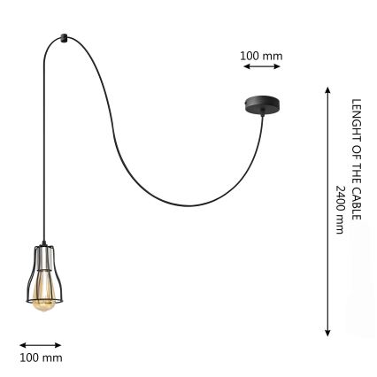 Luster na lanku TUBE LONG 1xE27/15W/230V čierna/chróm