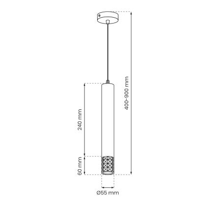 Luster na lanku TUBI 1xGU10/8W/230V čierna