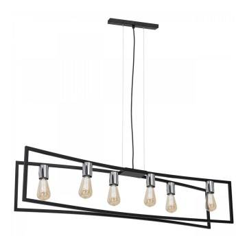 Luster na lanku TUNJA 6xE27/60W/230V čierna/lesklý chróm