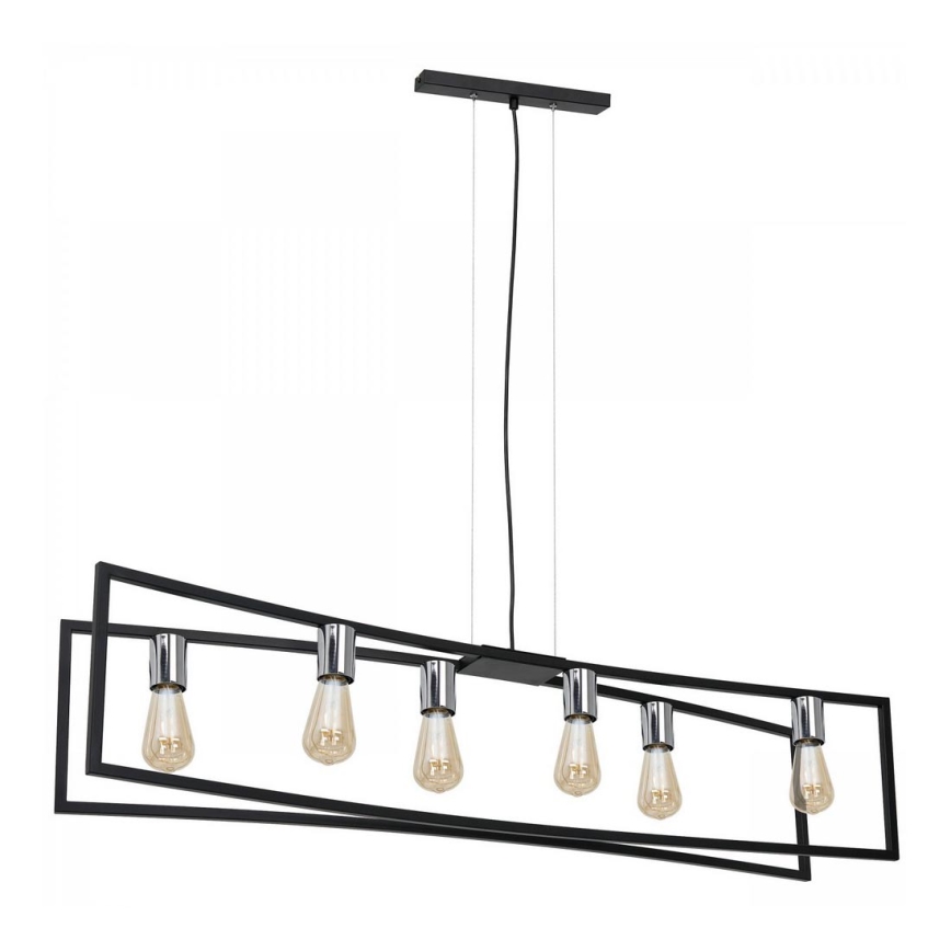 Luster na lanku TUNJA 6xE27/60W/230V čierna/lesklý chróm