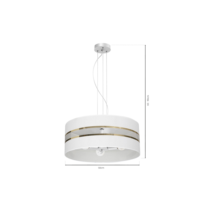 Luster na lanku ULTIMO 3xE27/60W/230V biela