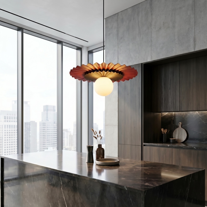 Luster na lanku UMBRA 1xG9/8W/230V čierna/oranžová