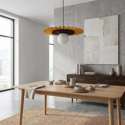 Luster na lanku UMBRA 1xG9/8W/230V čierna/oranžová