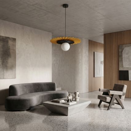 Luster na lanku UMBRA 1xG9/8W/230V čierna/oranžová