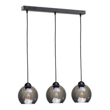 Luster na lanku UNO 3xE27/60W/230V čierna/dymová