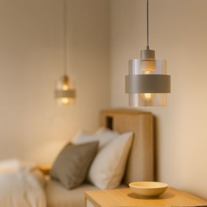 Luster na lanku VALENTINO 1xE27/15W/230V béžový/číry