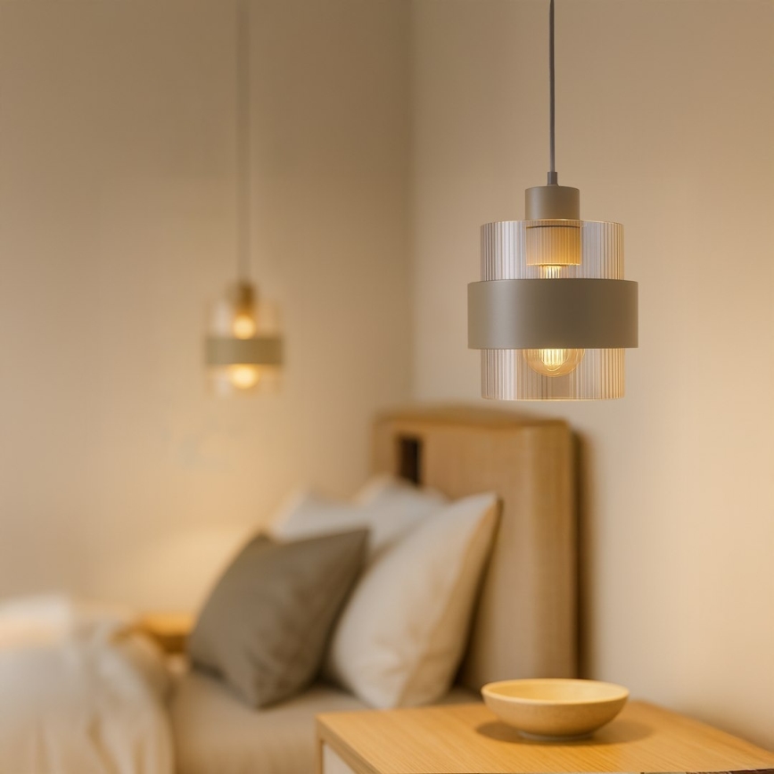 Luster na lanku VALENTINO 1xE27/15W/230V béžový/číry