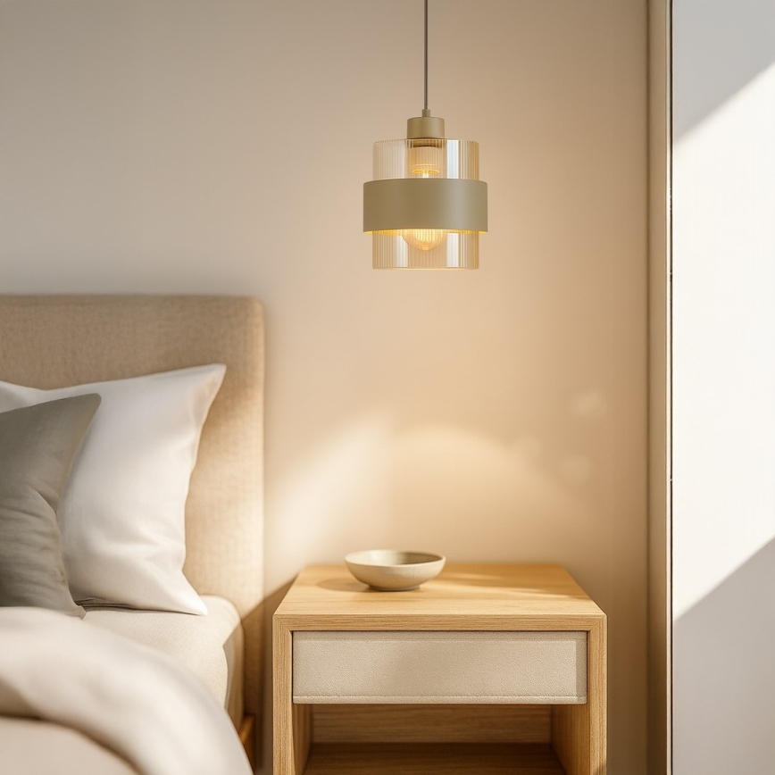 Luster na lanku VALENTINO 1xE27/15W/230V béžový/číry