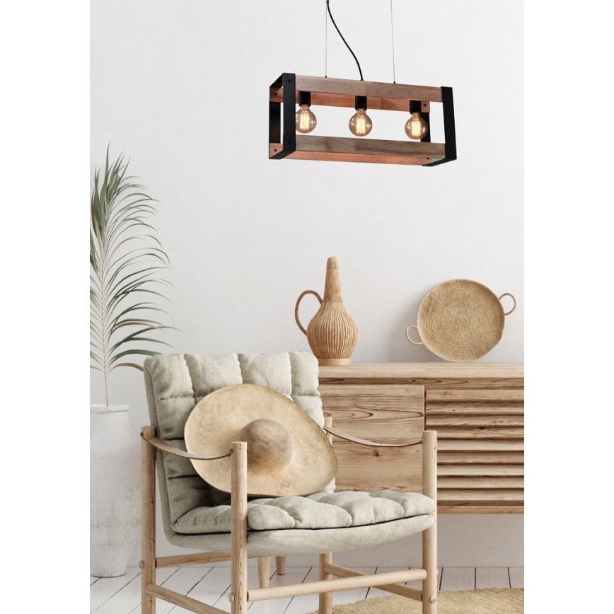 Luster na lanku VARNA 3xE27/40W/230V dub