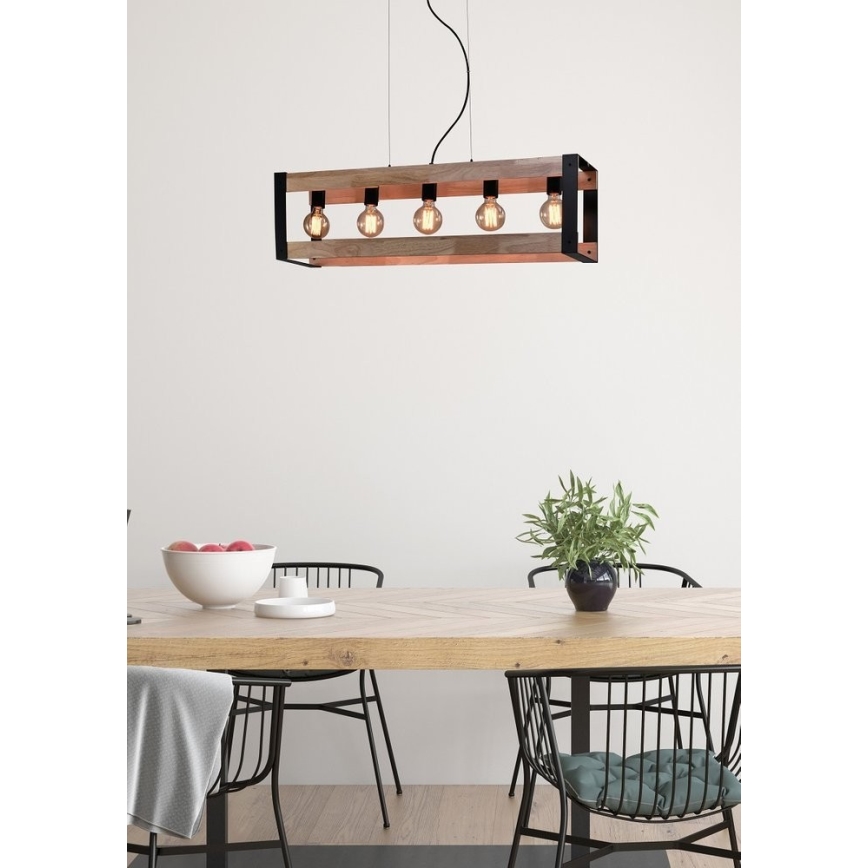 Luster na lanku VARNA 5xE27/40W/230V dub