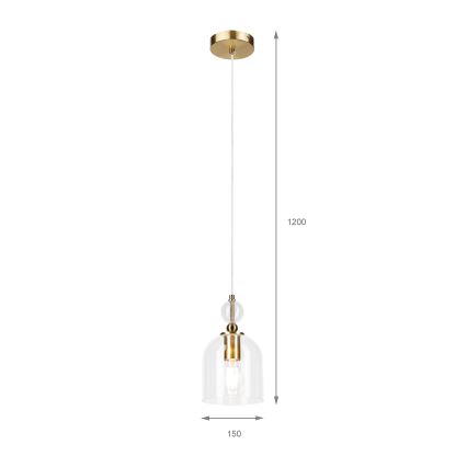 Luster na lanku VELARE 1xE27/15W/230V zlatý/číry