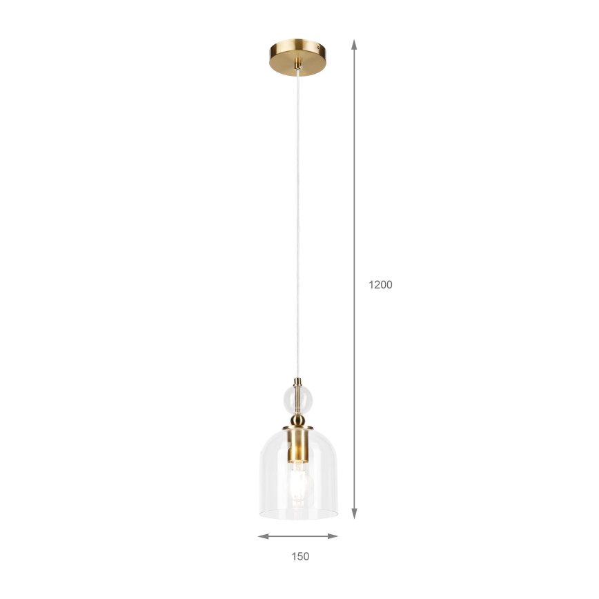 Luster na lanku VELARE 1xE27/15W/230V zlatý/číry