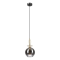 Luster na lanku VELLO 1xE27/15W/230V čierna/dymová béžová/čierna