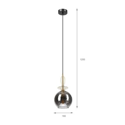 Luster na lanku VELLO 1xE27/15W/230V čierna/dymová béžová/čierna