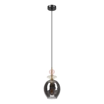 Luster na lanku VELLO 1xE27/15W/230V čierna/dymová ružová/béžová/čierna