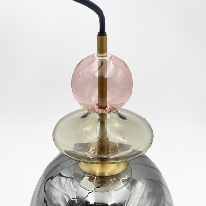 Luster na lanku VELLO 1xE27/15W/230V čierna/dymová ružová/béžová/čierna
