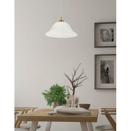 Luster na lanku VERA 1xE27/60W/230V zlatá/biela