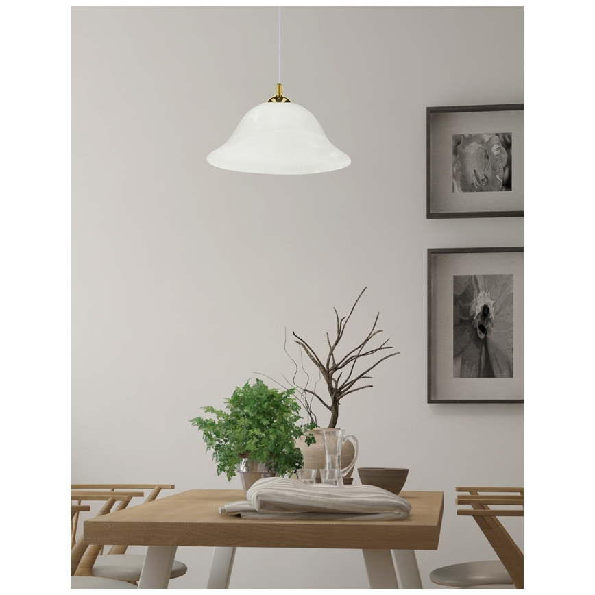 Luster na lanku VERA 1xE27/60W/230V zlatá/biela