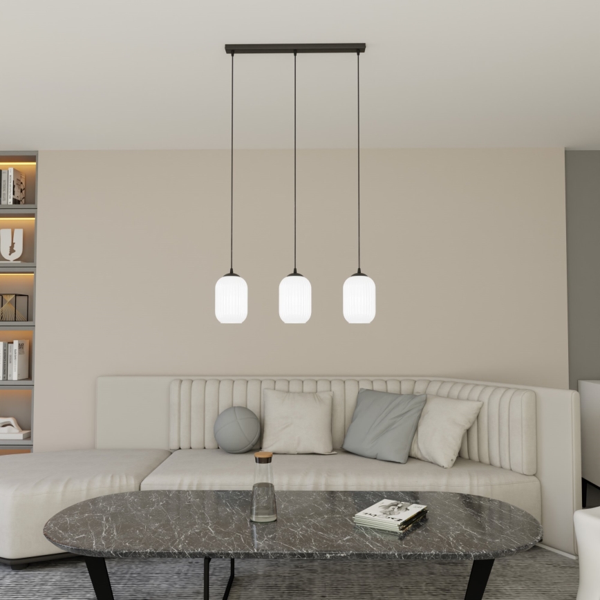 Luster na lanku VERDI 3xE27/15W/230V čierna/biela