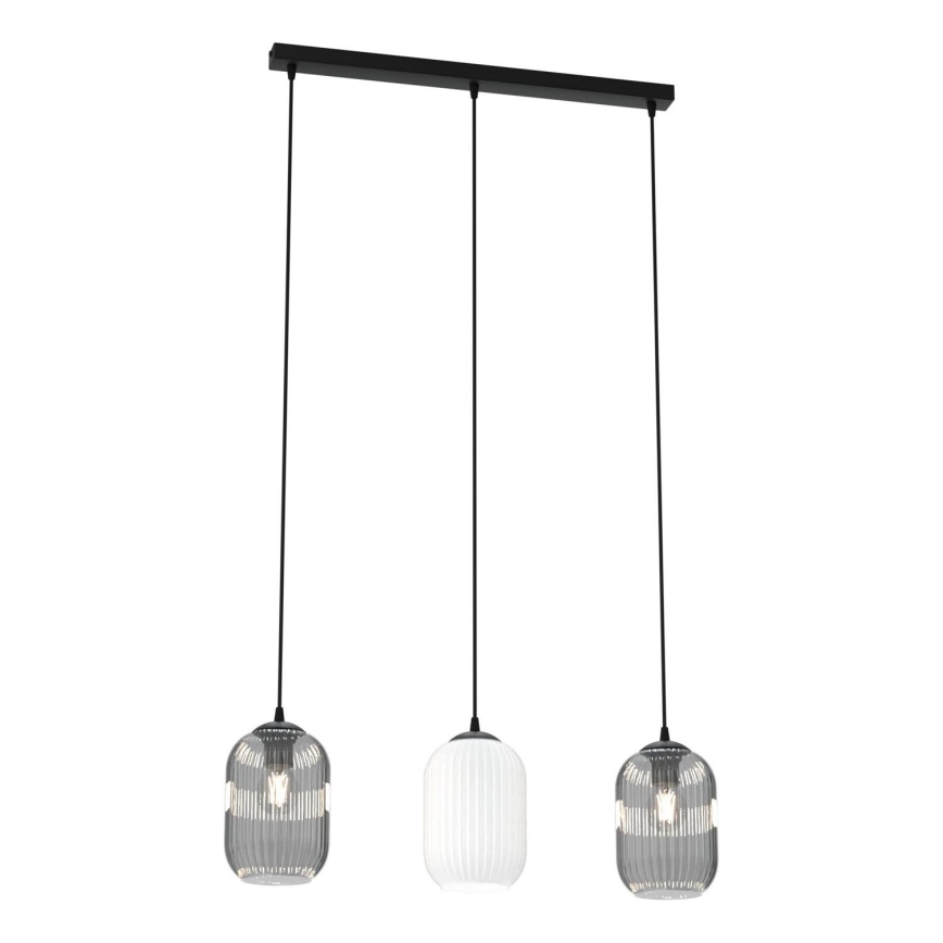 Luster na lanku VERDI 3xE27/15W/230V čierna/šedá/biela