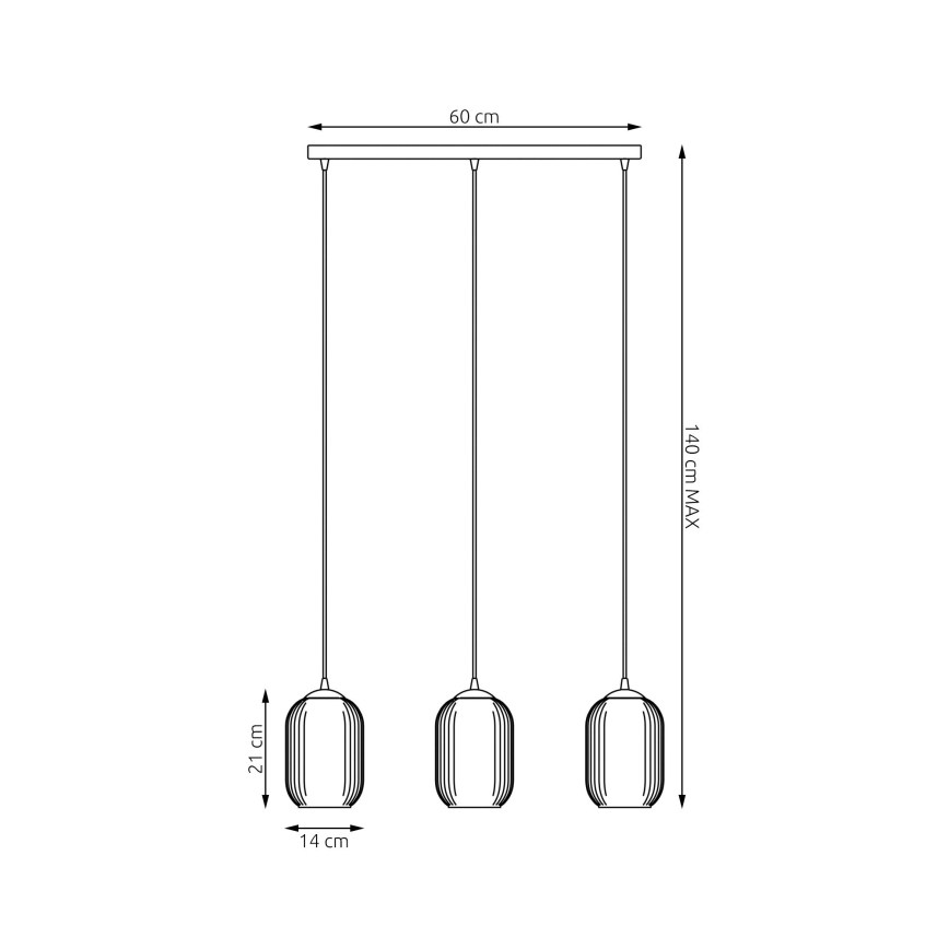 Luster na lanku VERDI 3xE27/15W/230V čierna/šedá
