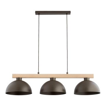 Luster na lanku VERTA 3xE27/15W/230V hnedá/béžová