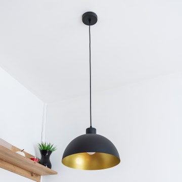 Luster na lanku VESPER 1xE27/15W/230 priemer 30 cm čierna/zlatá