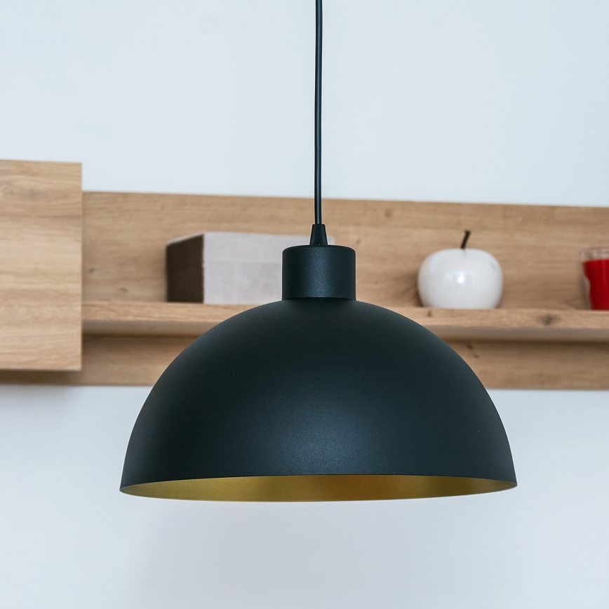 Luster na lanku VESPER 1xE27/15W/230 priemer 30 cm čierna/zlatá