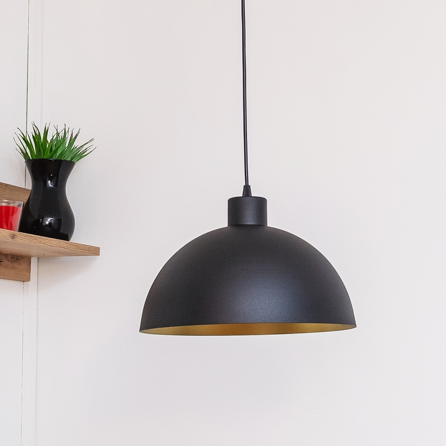 Luster na lanku VESPER 1xE27/15W/230 priemer 30 cm čierna/zlatá