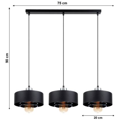 Luster na lanku VEST 3xE27/60W/230V