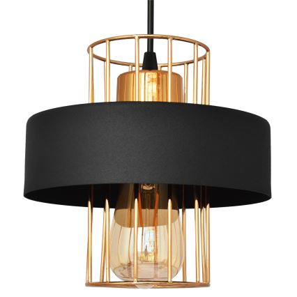 Luster na lanku VOLTA 1xE27/15W/230V čierna/zlatá