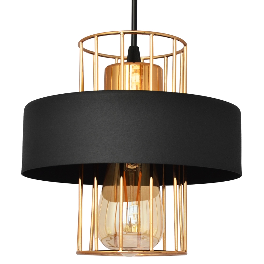 Luster na lanku VOLTA 1xE27/15W/230V čierna/zlatá