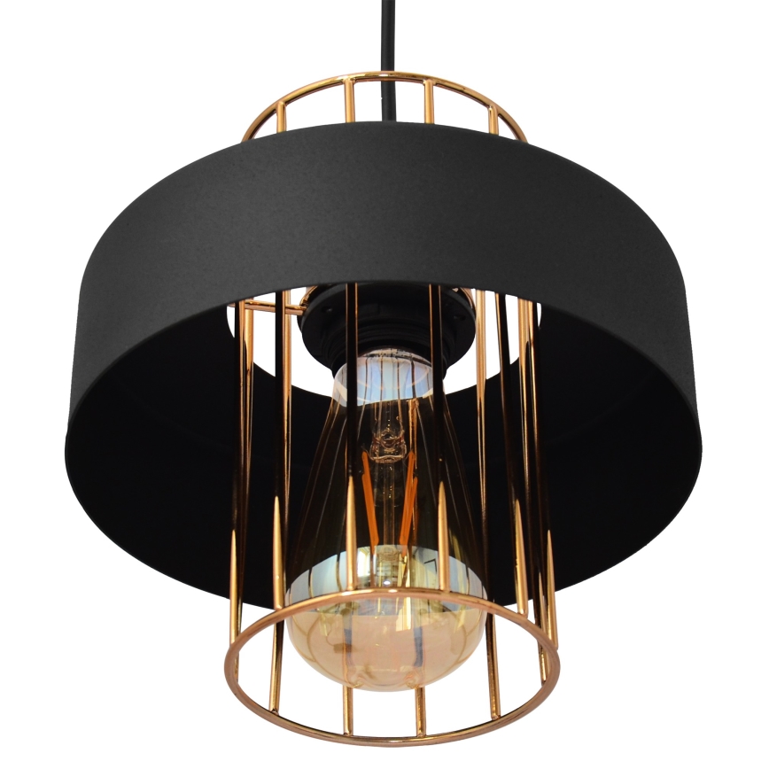 Luster na lanku VOLTA 1xE27/15W/230V čierna/zlatá