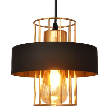 Luster na lanku VOLTA 1xE27/15W/230V čierna/zlatá