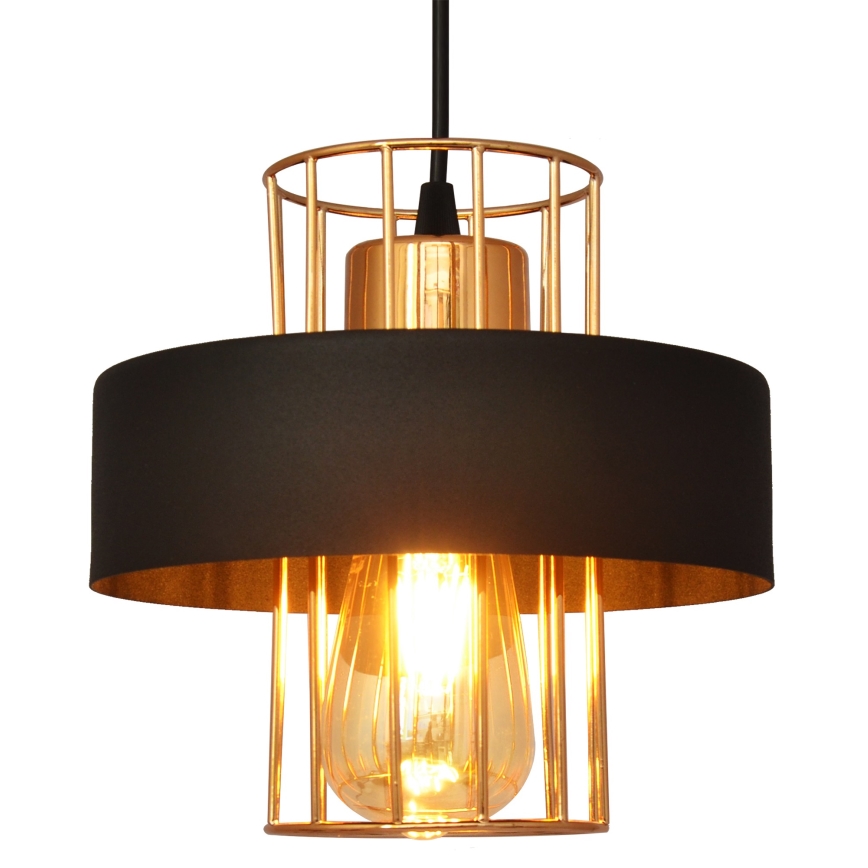 Luster na lanku VOLTA 1xE27/15W/230V čierna/zlatá