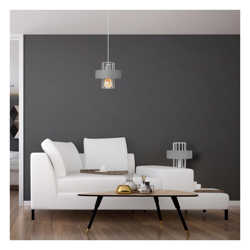 Luster na lanku VOLTA 1xE27/15W/230V šedá