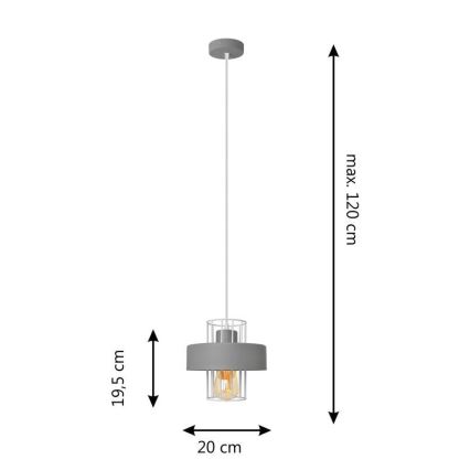 Luster na lanku VOLTA 1xE27/15W/230V šedá