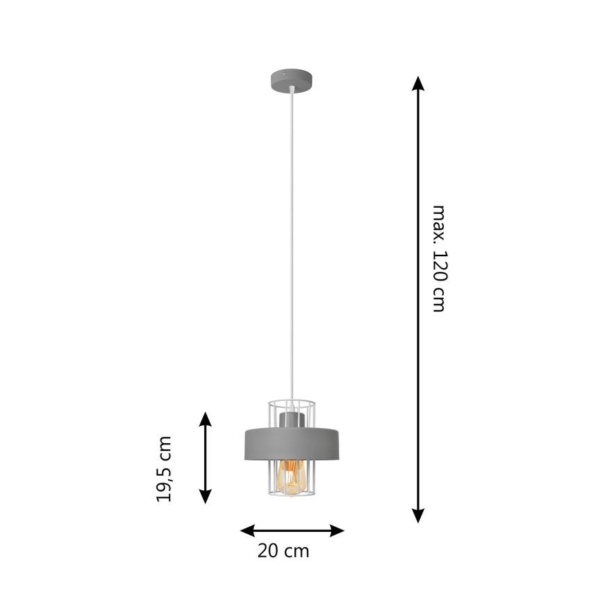 Luster na lanku VOLTA 1xE27/15W/230V šedá